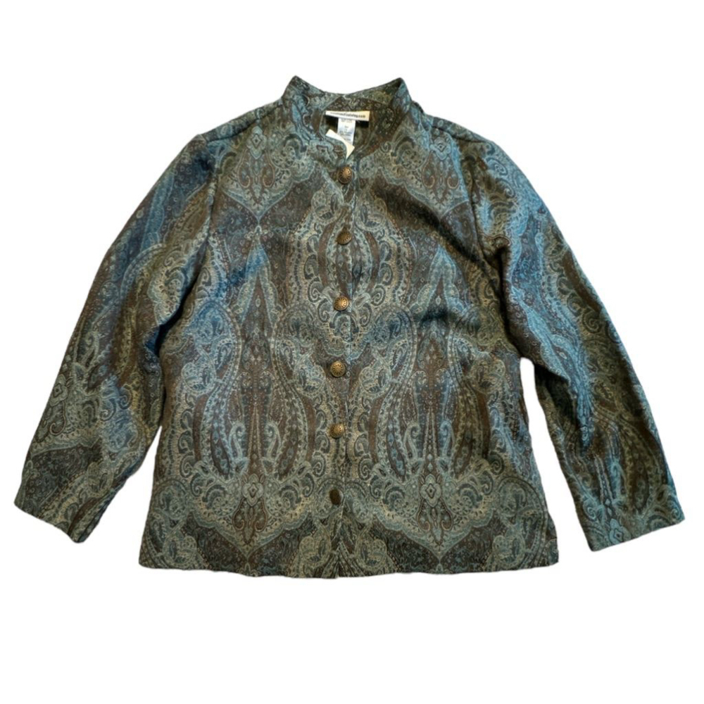 Serengeti Catalog Jacket Woven Top Made in the USA New w Tag L Blue Brown